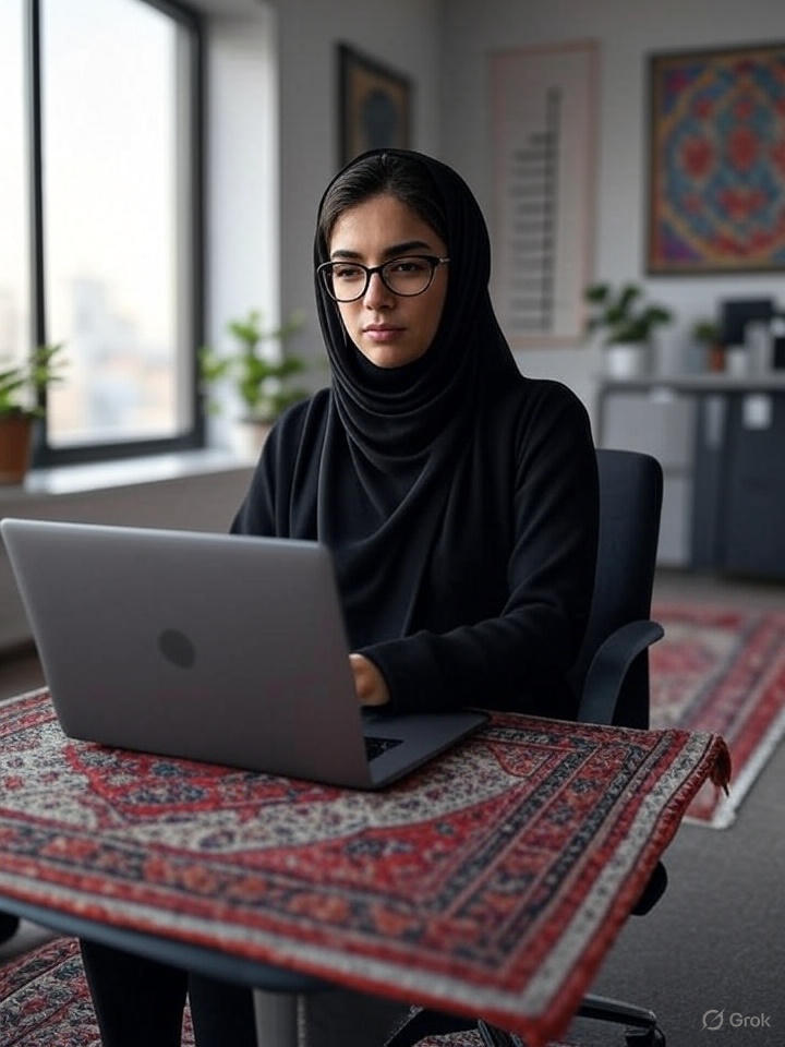 یک کارآفرین ایرانی در حال کار روی ایده خود،