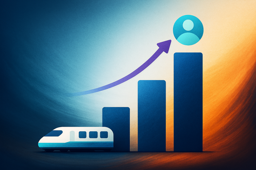 نمودار آماری رشد بازار رزرو آنلاین بلیط قطار ایران با افزایش مسافر و تقاضا
