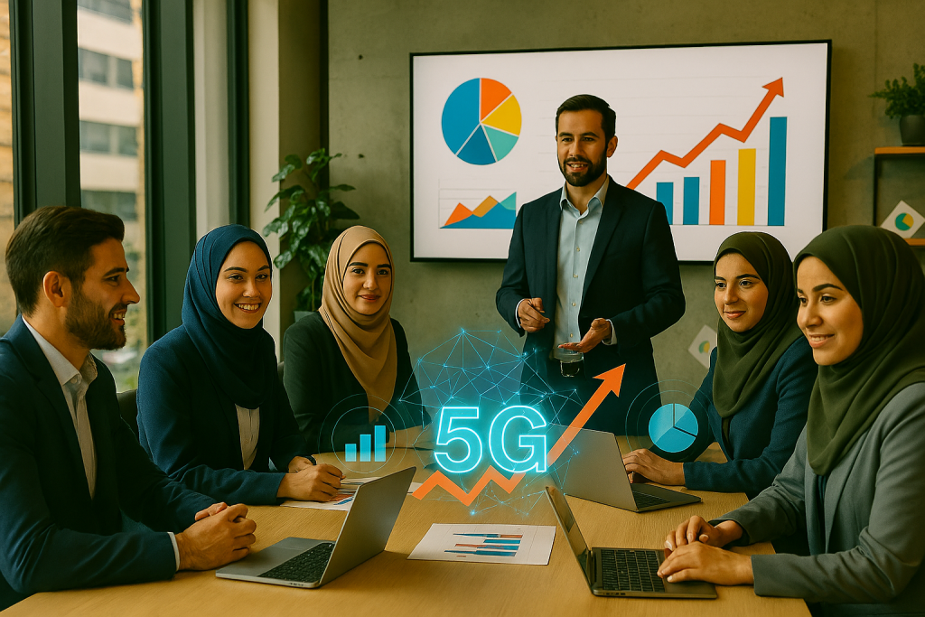 تصویر واقع‌گرایانه از جلسه رسمی استارتاپی در فضای کاری مدرن تهران.