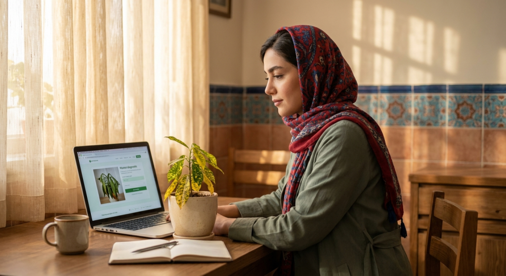خانمی درحال دورکاری و درآمدزایی از طریق گیاه درمانی