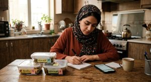 خانمی درحال بسته بندی غذای خانگی برای فروش