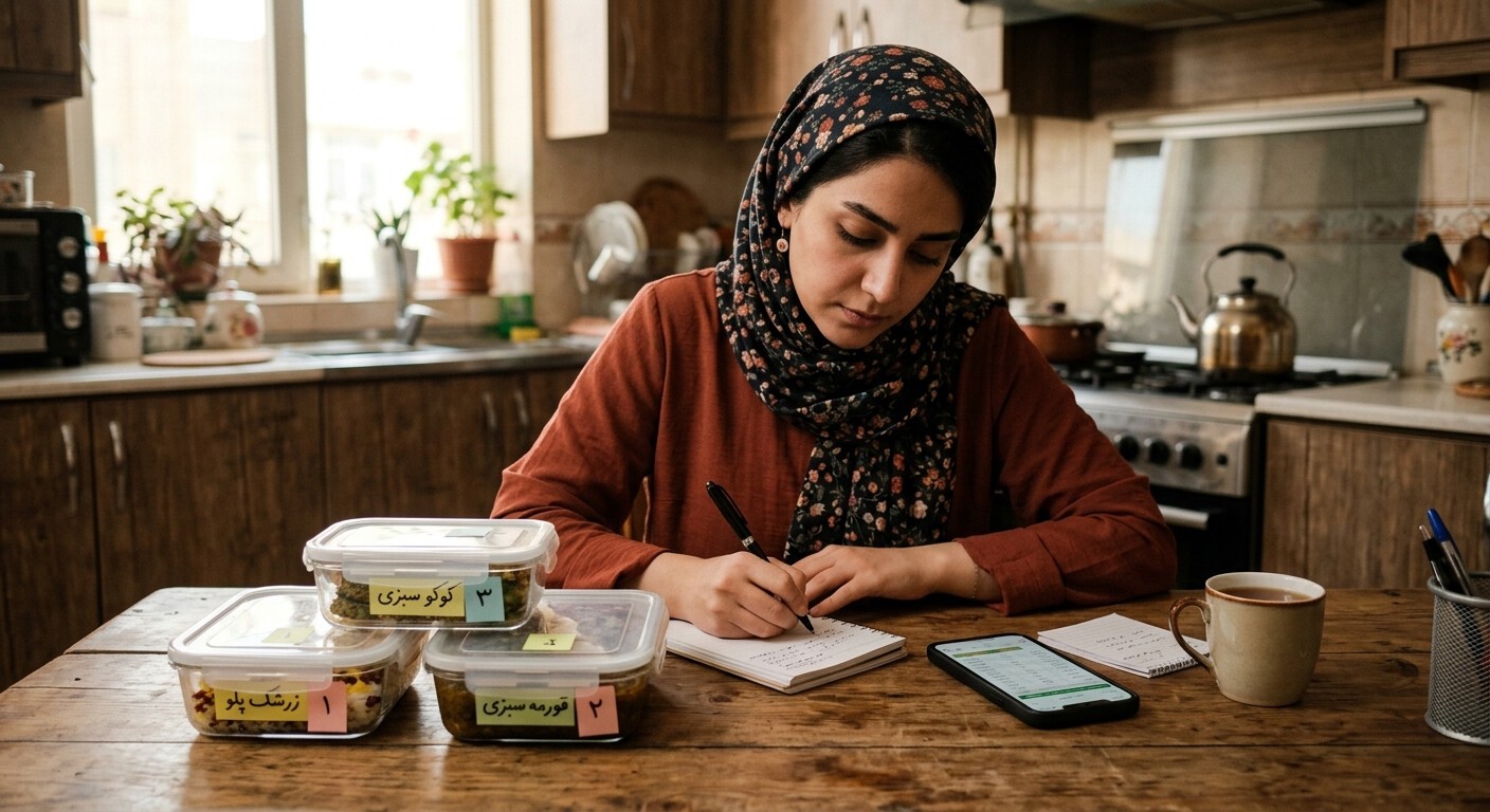 خانمی درحال بسته بندی غذای خانگی برای فروش