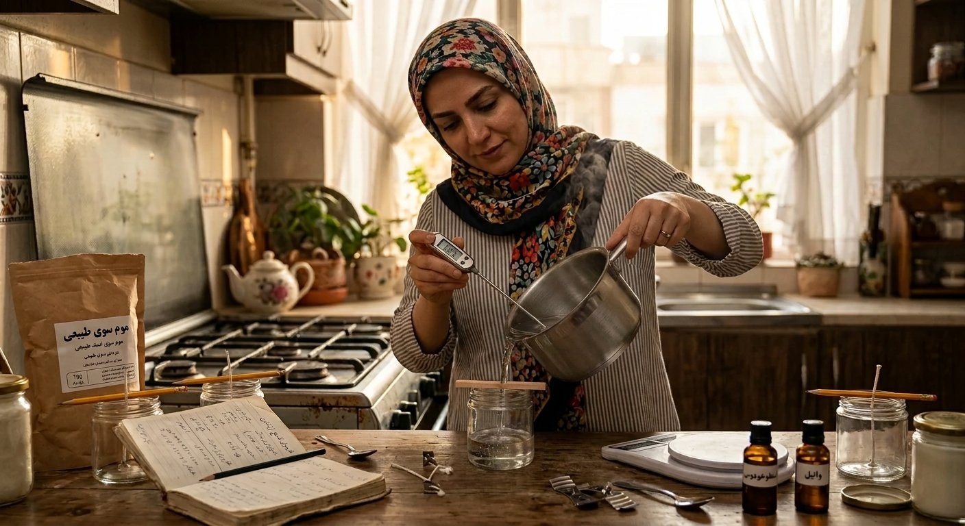 خانمی درحال شروع کسب و کار شمع سازی